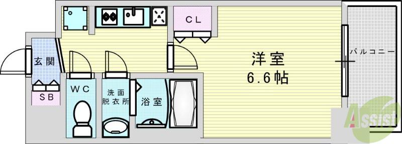 プレサンス西中島南方セレスト(1K/9階)の間取り写真
