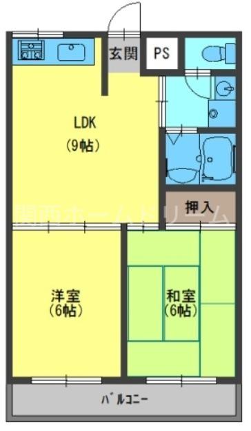シャトーKITAII(2LDK/1階)の間取り写真