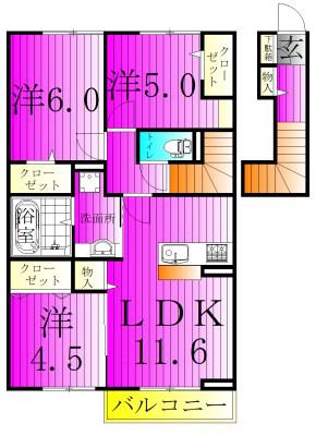 ル・グランIII(3LDK/2階)の間取り写真