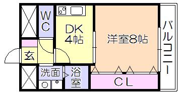 YMクレスト(1DK/1階)の間取り写真