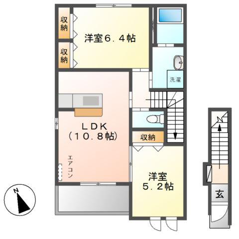 リーブル・ルミエール(2LDK/2階)の間取り写真