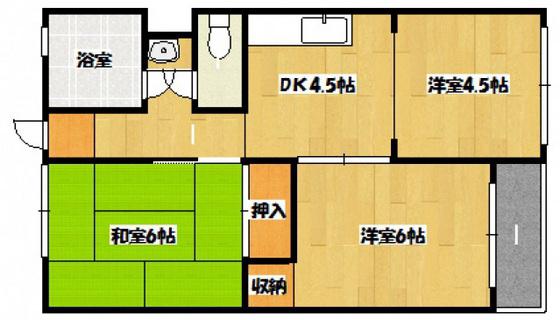 片山ビル(3DK/6階)の間取り写真