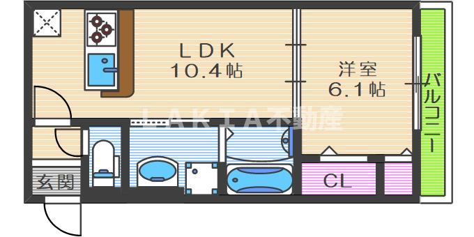 AUREA(1LDK/2階)の間取り写真