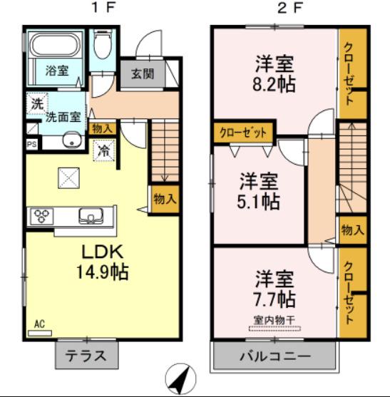 メゾン・ナナ(3LDK/1階)の間取り写真