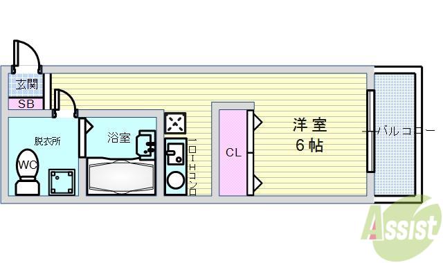 エルフ豊中(ワンルーム/4階)の間取り写真