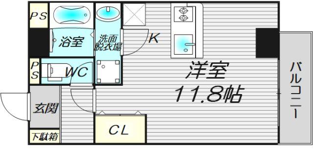 ルフレ堺(ワンルーム/4階)の間取り写真