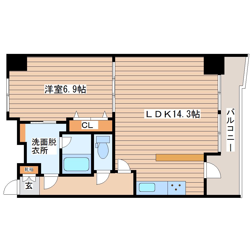 SK20ビル(1LDK/6階)の間取り写真
