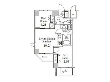 レジディア千駄木(2LDK/3階)の間取り写真