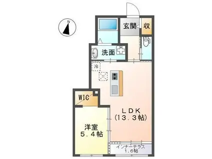石川県金沢市 2階建 築7年(1LDK/1階)の間取り写真
