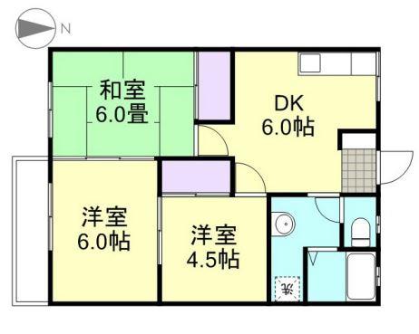 コーポ妙(3DK/2階)の間取り写真