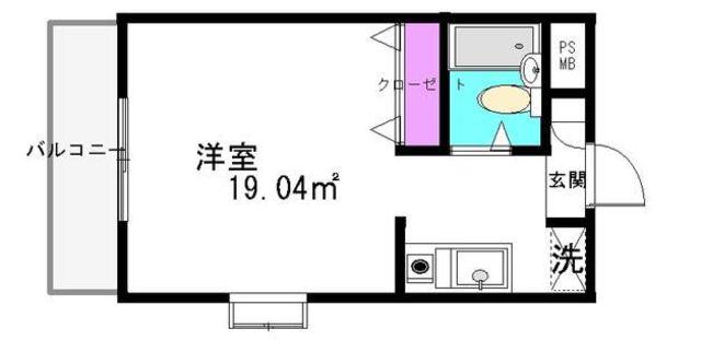 マンション上木崎(ワンルーム/2階)の間取り写真