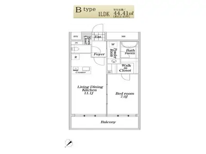 KDX大伝馬レジデンス(1LDK/6階)の間取り写真
