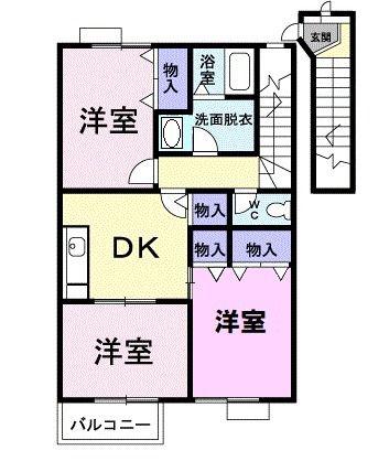 メゾン.フォンテーヌA(3DK/2階)の間取り写真