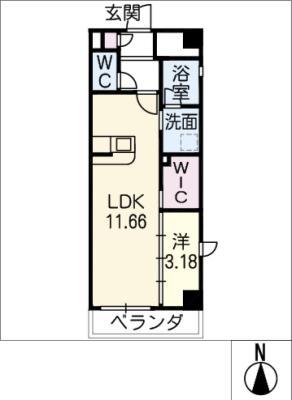 CRANE(1LDK/3階)の間取り写真