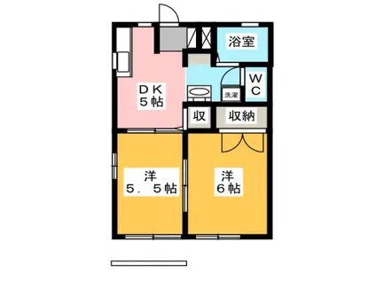 ボンウール(2DK/1階)の間取り写真