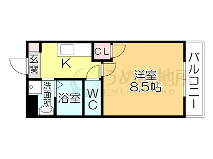 コンフォールHI(1K/2階)の間取り写真