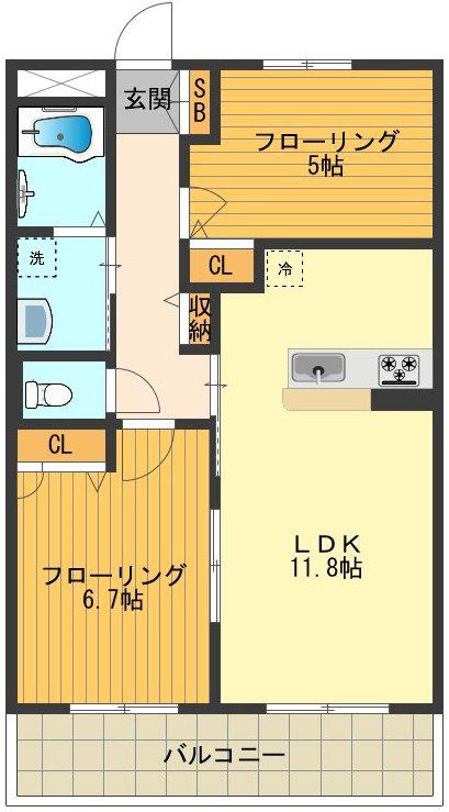 サングランシェ(2LDK/1階)の間取り写真