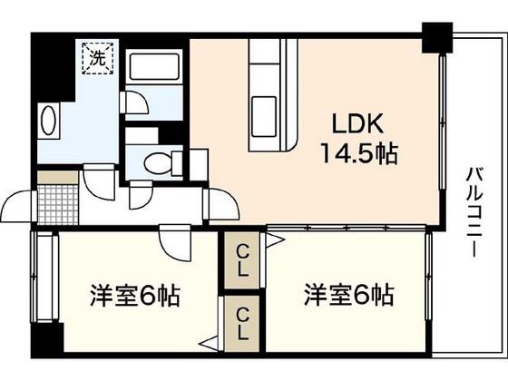 ウェール長楽寺(2LDK/6階)の間取り写真