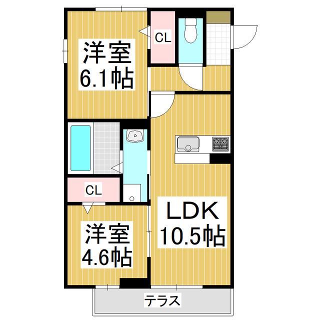 GRAND D-ROOM村井北(2LDK/1階)の間取り写真