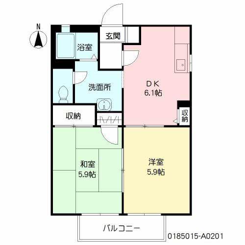 ディアス徳泉(2DK/2階)の間取り写真