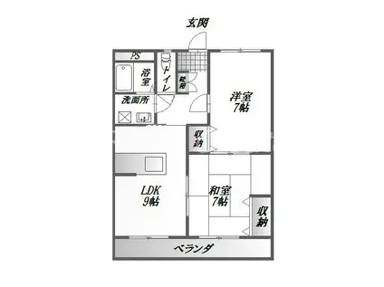 ウインズII(2LDK/2階)の間取り写真