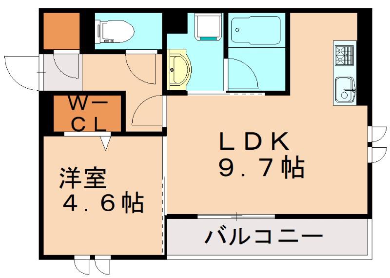 D-ROOMサンライズ A棟(1LDK/1階)の間取り写真