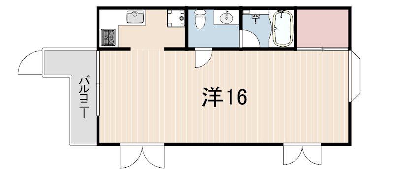 パラドス甲東園(1K/1階)の間取り写真