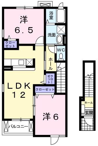カーサ プラシードII番館(2LDK/2階)の間取り写真
