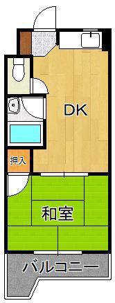 内山第20ビル(1DK/3階)の間取り写真