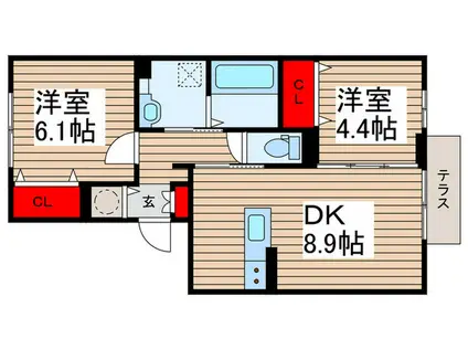 アネシス(2DK/1階)の間取り写真