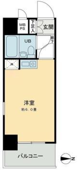 ビブレ西池(ワンルーム/3階)の間取り写真