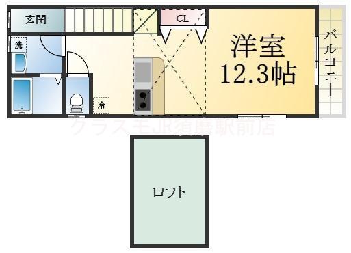 REGULUS垂水(ワンルーム/2階)の間取り写真