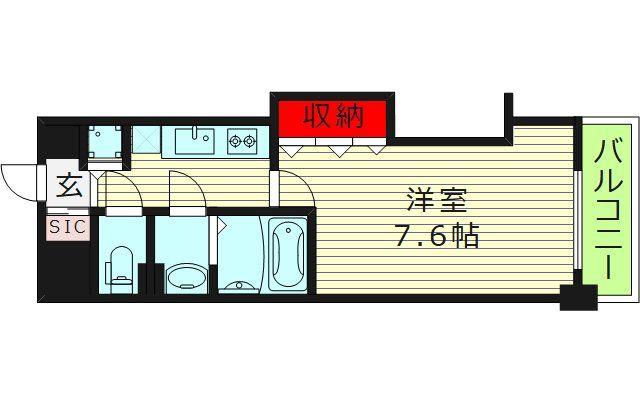 LUXE玉造II(1K/4階)の間取り写真