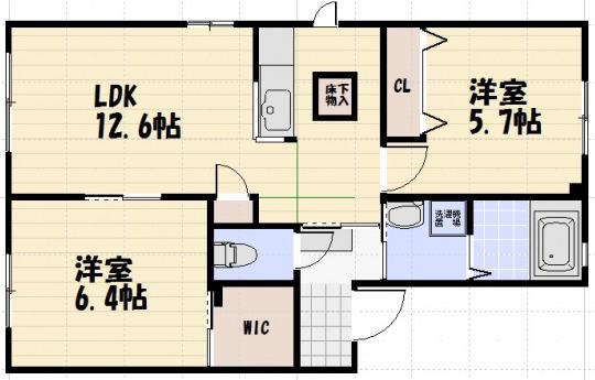 ヴィサージュ本城 D棟(2LDK/2階)の間取り写真