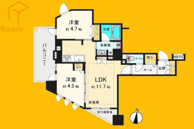 ライオンズ東中野(2LDK/4階)の間取り写真