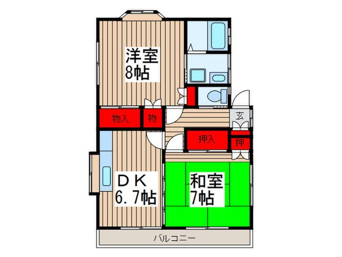 アモールII(2DK/2階)の間取り写真