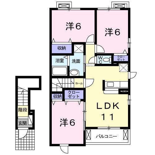 ブローテ堤(3LDK/2階)の間取り写真