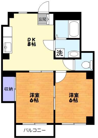 エクセレンス春日(2DK/3階)の間取り写真
