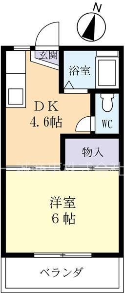 シャトル野田原(1DK/1階)の間取り写真
