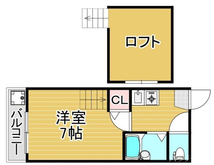 ボヌール桜坂II(1K/2階)の間取り写真