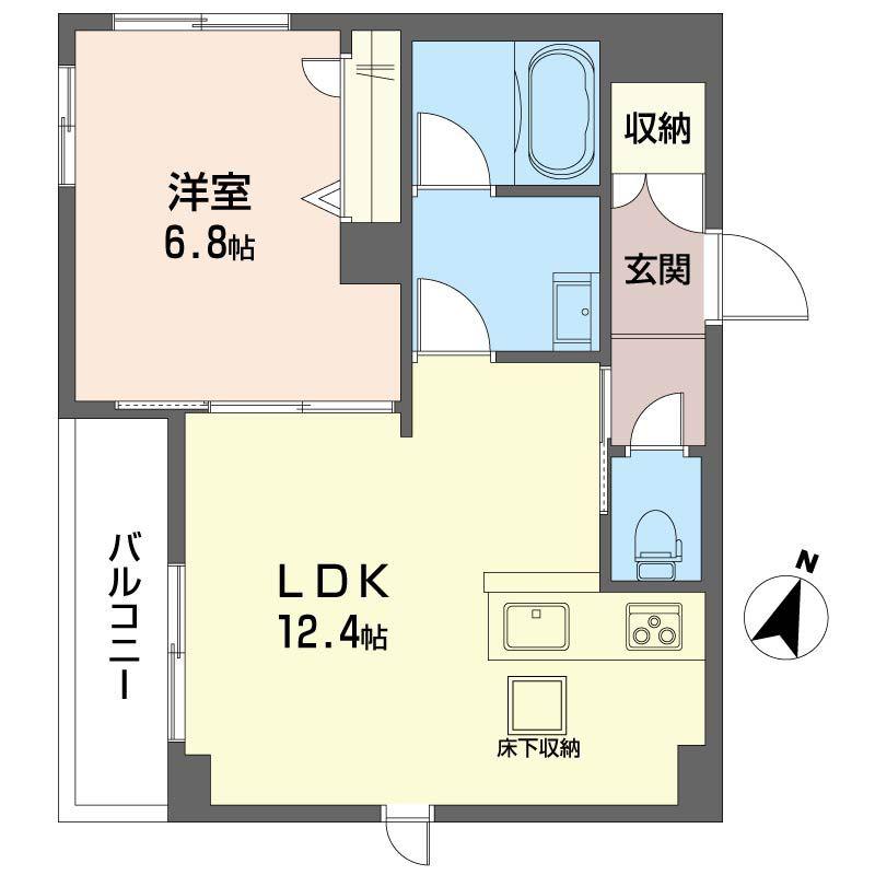 カーサ北沢(1LDK/1階)の間取り写真