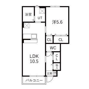 BEFINE新利府(1LDK/1階)の間取り写真