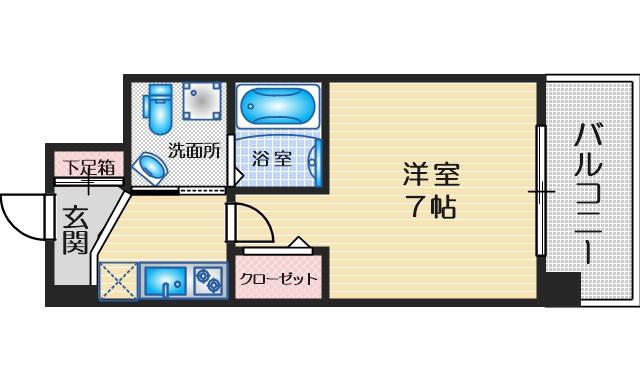 セレニテ江坂ルフレ(1K/2階)の間取り写真