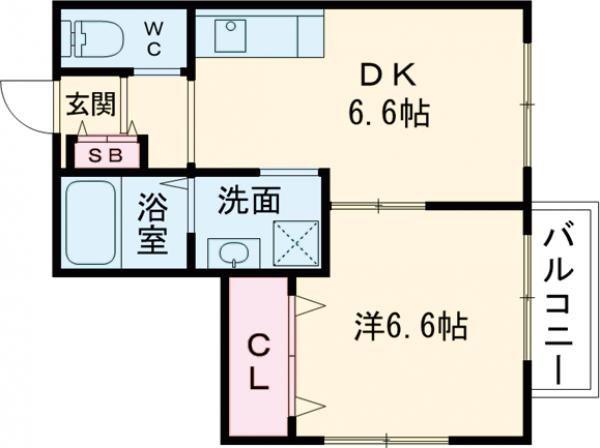 フェリシアパレス堺(1DK/1階)の間取り写真