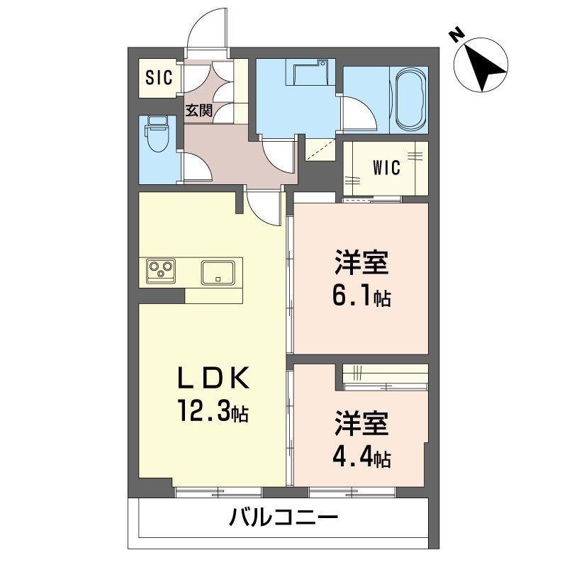 フェリシード野沢(2LDK/2階)の間取り写真
