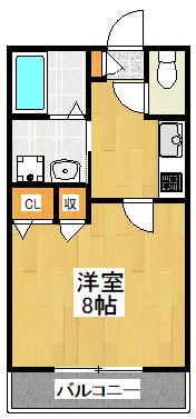LAMBS HILL(1K/1階)の間取り写真