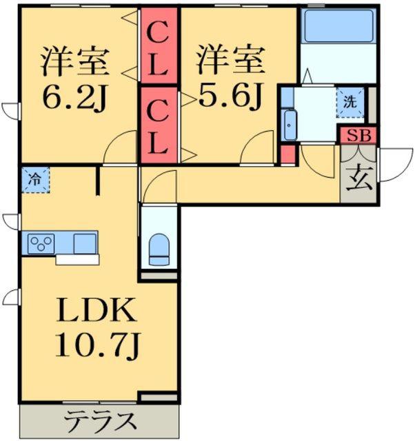 BLESS 蘇我(2LDK/1階)の間取り写真