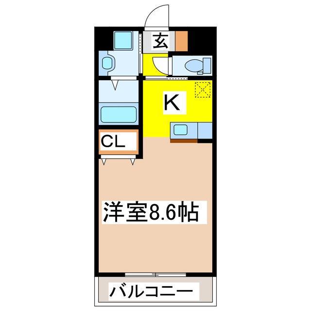 スタープラザ西条(1K/2階)の間取り写真
