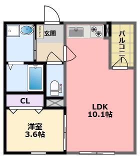 リブレメゾン東鳴尾I(1LDK/2階)の間取り写真