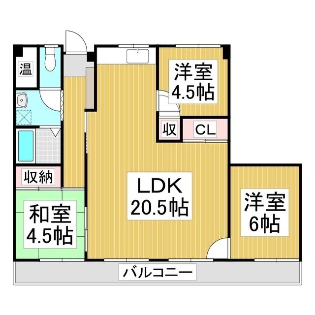 第一双葉マンション 402号(3LDK/4階)の間取り写真